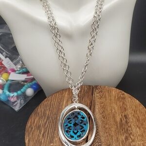 filigree blue ocean portal necklace‎ N3406